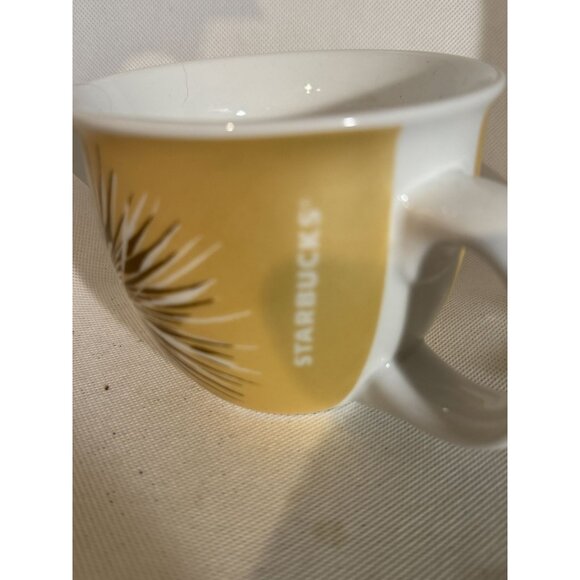Starbucks 14 Oz Ceramic Mug Yellow Palm Design Microwave & Dishwasher Safe - Picture 7 of 9